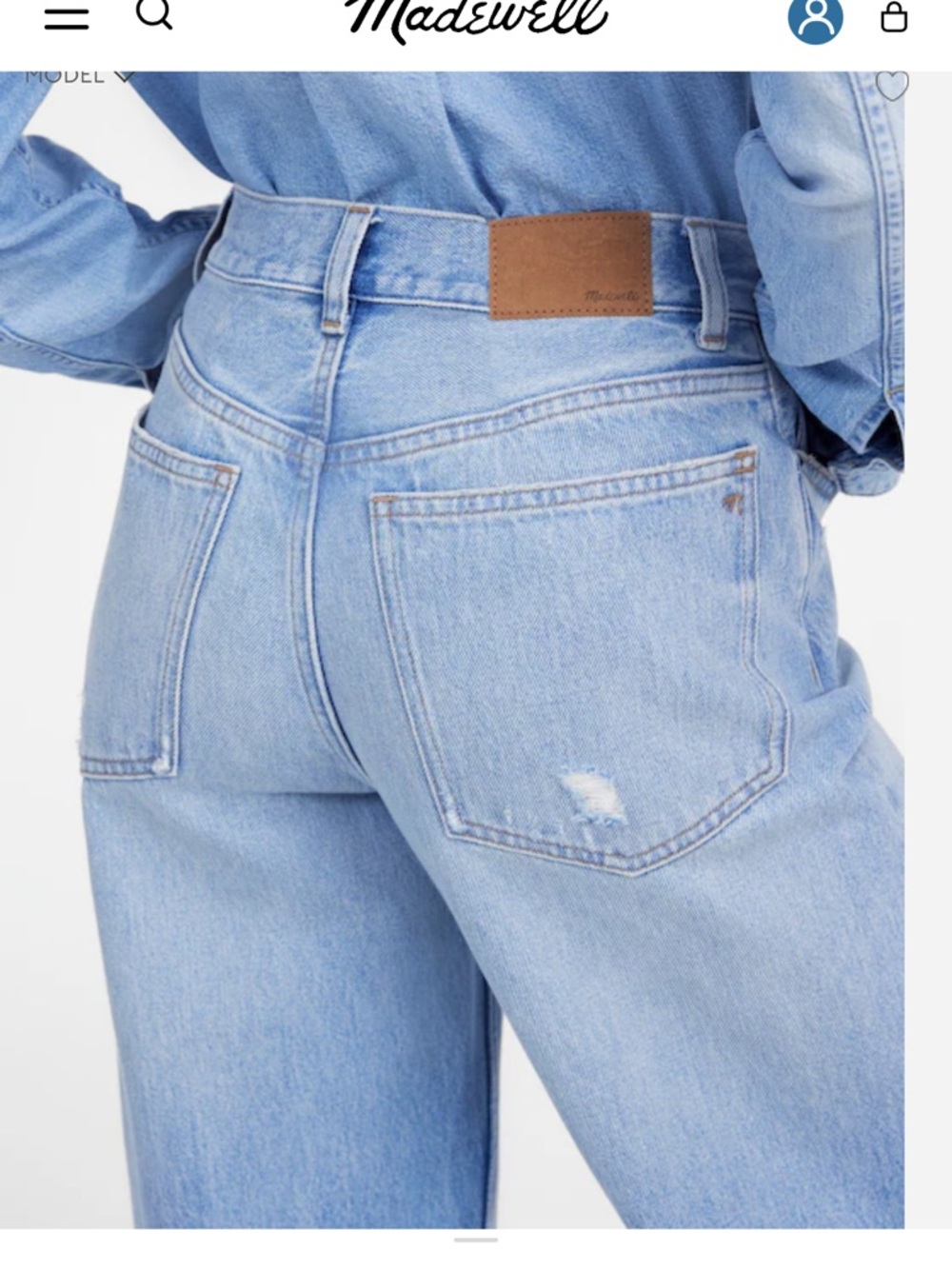 Madewell Low Slung Baggy Jeans W27 Light Washed Distressed Straight Leg Jean NWT - Picture 11 of 12
